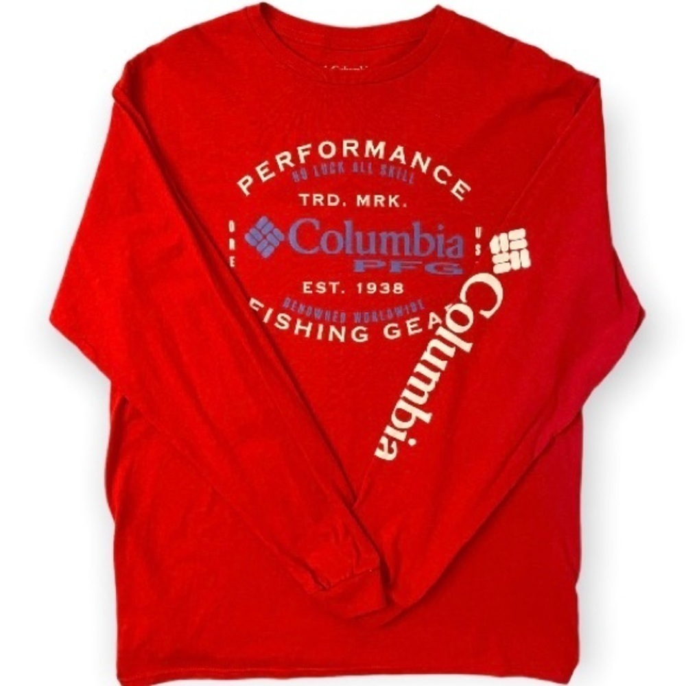 Columbia PFG NWT Sz L T Shirt, Long Sleeve, Red, Logo, Professional Fishing Gear